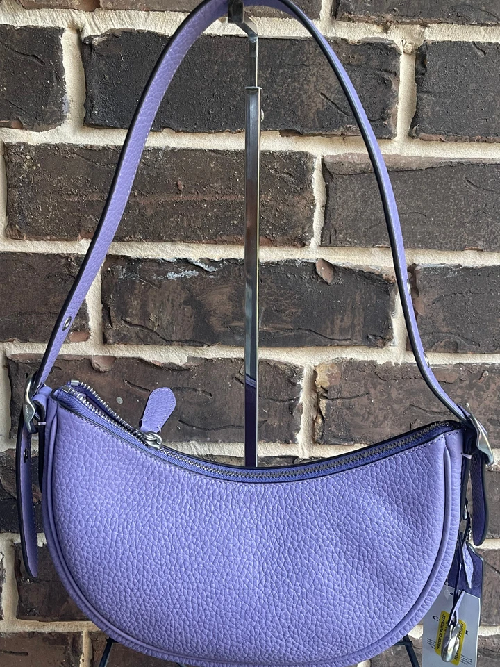 COACH Women's Luna Pebble Leather Shoulder Bag Faded Blue