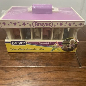 Breyer Farms Unicorn Magic Wooden Stable Pink 6 Piece Playset 59218 NEW SEALED - Picture 1 of 7
