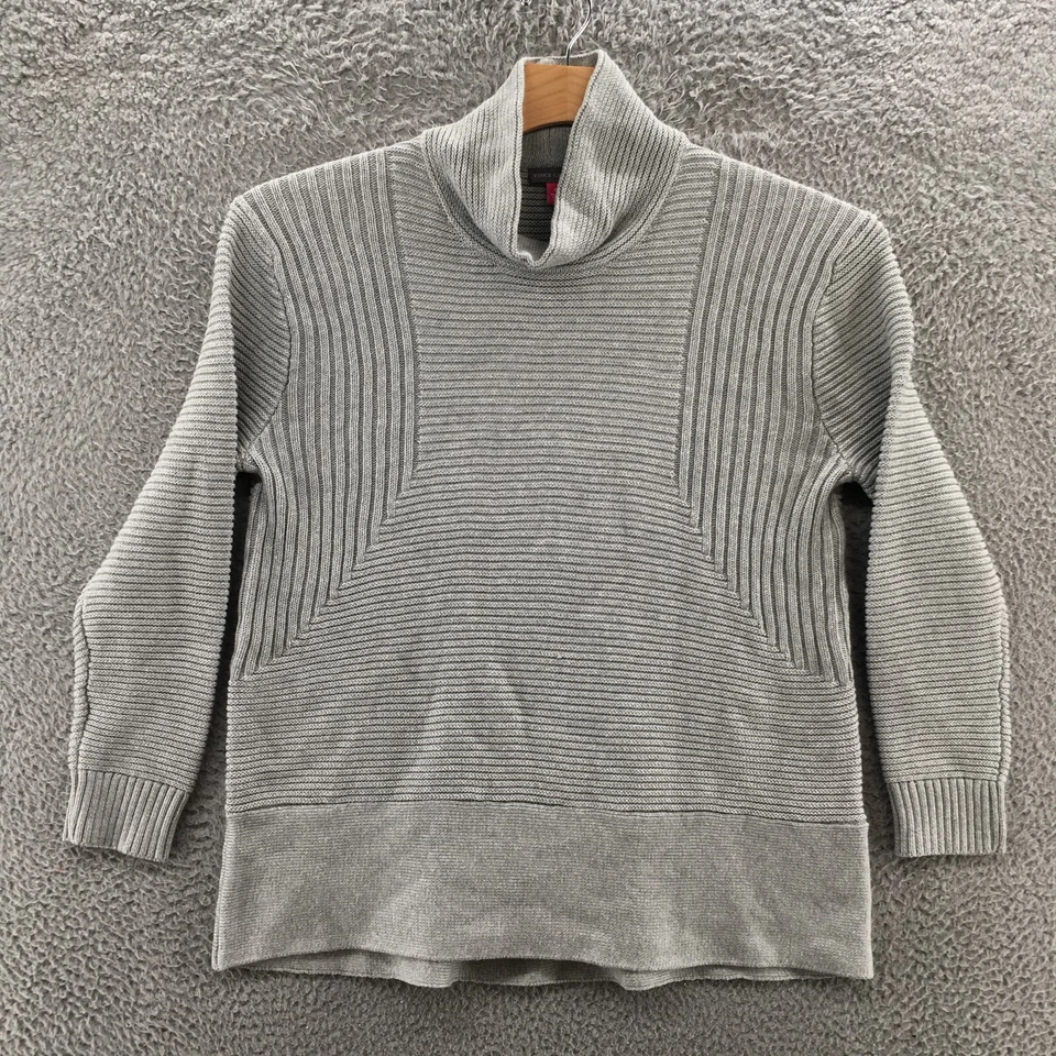 Suéter Vince Camuto Mujer M Gris Cuello Tortuga Manga Larga Algodón Tejido Informal Foto 1 de 4