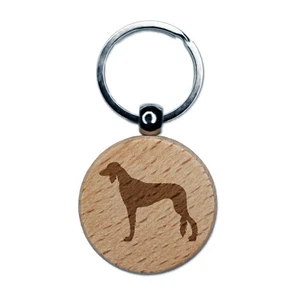 Saluki Dog Solid Engraved Wood Round Keychain Tag Charm - Picture 1 of 6