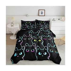 Axolotl Kids Bedding Cartoon Cat Comforter Set Twin Size,Gradient Line Cute C... - Picture 1 of 7