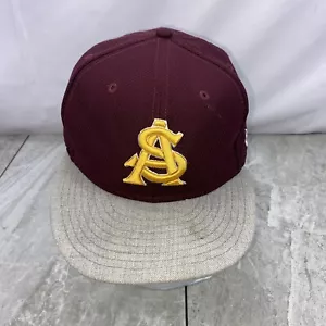 Arizona State ASU Sun Devils New Era 59Fifty Fitted Hat 7 1/2 Maroon Gray - Picture 1 of 19