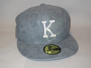 Kith x New Era K Logo Fitted Hat Suede Light Blue / Grey UV 7 1/8 NEW! 59Fifty - Picture 1 of 3