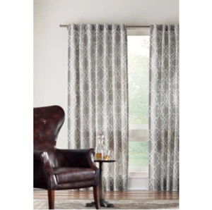 Garden Gate 50 x 84” Light Filtering Rod Pocket Curtain Panel in Pewter - Picture 1 of 4
