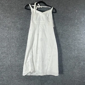 Madison Dress Womens 4 White Cotton Sleeveless Tie Up Zipper Lined Lightweight - Picture 1 of 13
