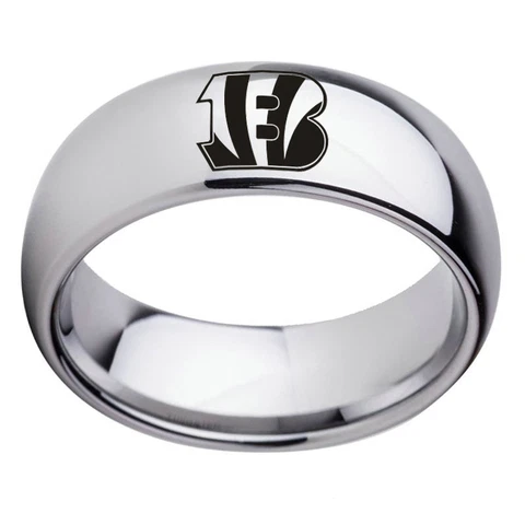 Cincinnati Bengals Football Team Stainless Steel Silver Ring Band Size 6-13 Cover