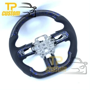 Blue Flake Forged Carbon Fiber Steering Wheel For Ford Mustang 2018-2023 - Picture 1 of 8