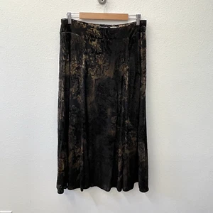 Vtg Jones NY Maxi Skirt Sz L Black Gold Floral Velvet Burnout Witchy Whimsigoth - Picture 1 of 7