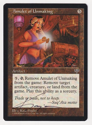 Signed Amulet of Unmaking Proof LP Artist Kaja Foglio MTG Magic AP Reserved List - Image 1 of 2