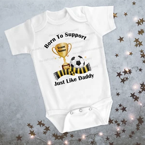 Born to Support Football Team Baby Vest, Football Daddy, Grandad Baby Grow Vest - Picture 1 of 4