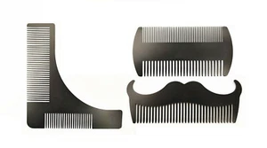 Black stainless steel comb metal comb pocket size for beard hair care grooming - Picture 1 of 8