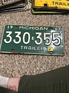 1963 Michigan Trailer License Plate 330-355 - Picture 1 of 18