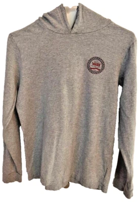 Vans Off the Wall Long-Sleeve Hooded 100% Cotton Gray Logo T-Shirt Boys L - Image 1 of 4