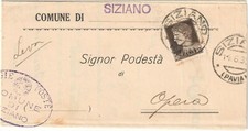 REGNO PIEGO RISPEDITO TRA SIZIANO (MI) E OPERA CON c. 10 IMPERIALE - SASSONE 245
