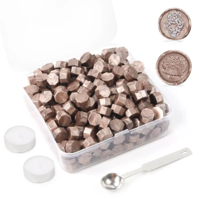 Juego de 300 cuentas de cera de sellado de oro champán para sello de cera con velas y Foto 1 de 4