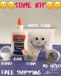 SLIME MAKING KIT DYI FOAM BALLS RAINBOW GLITTER - Picture 1 of 8