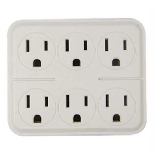 2 Pack White 6 Outlet Wall Outlet Adapters Multi Plug Power Splitters Electrical - Picture 1 of 1