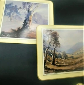6 Premium Vintage Jason Lucheon Mats Cork Backed Gold Trim Alan Grosvenor Artist - Picture 1 of 7
