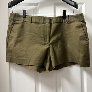 Michael Kors Green Olive Khaki Cotton Blend Shorts Size 16