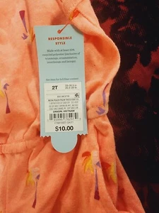 2T Cat & Jack Girl Summer Salmon Romper One Piece Shorts Sleeveless Palm Trees - Picture 1 of 3