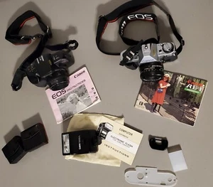 2 Canon Film Camera Lot with Accessories - Picture 1 of 17