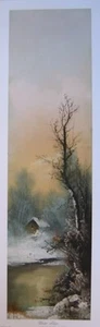 art print WINTER SOLACE William Henry Chandler snow house bare trees 10x32 - Picture 1 of 1