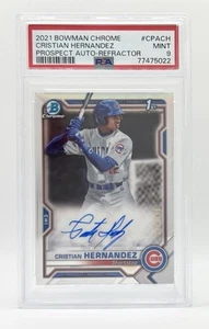 PSA 9 2021 Bowman Chrome Refractor Cristian Hernandez RC Auto 248/499 Cubs - Picture 1 of 2