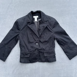 Worthington Blazer Coat Womens 6 Black Stretch Adjustable Belt Button - Picture 1 of 17