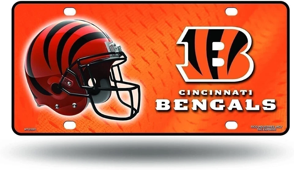 Cincinnati Bengals Metal Auto Tag License Plate, Helmet Design, 6x12 Inch - Image 1 of 1