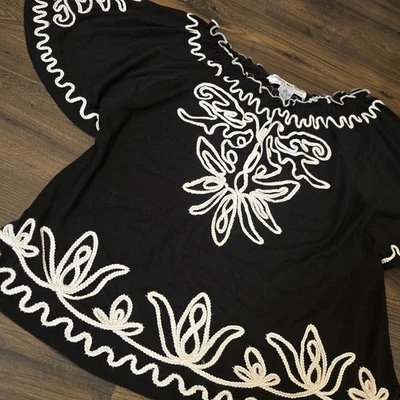 LAUREN MICHELLE Sz PS Retro Look Embroidered Rockabilly Western Frida Blouse Top - Image 1 of 4