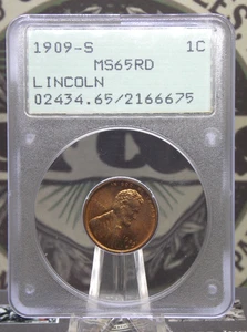 Centavo de trigo Lincoln 1909 "S" 1 c graduación profesional MS65 RD #675 🔥RATTLER🔥 gema roja OGH ECC&C - Imagen 1 de 6