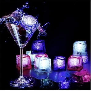 Light Up Ice Cubes 12 Pack Water Activated LED ~ Multicolor Flashing Reusable - Picture 1 of 6