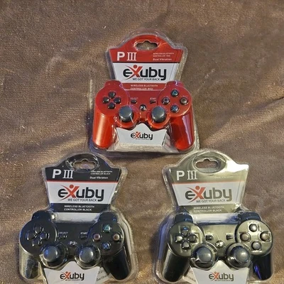 Wireless Bluetooth Controller Gamepad for PS3 - 3 Pack - 2 Black - 1 Red - Image 1 of 4