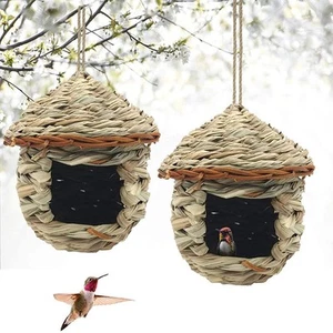 2 Pièces Nichoirs à Oiseaux Sauvages Nichoirs à Oiseaux Nest Oiseau Fait à La... - Afbeelding 1 van 8