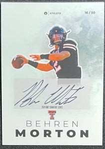 BEHREN MORTON 2024 ONIT Atleta Texas Tech Red Raiders BLANCO En Tarjeta Automático #16/50 - Imagen 1 de 2