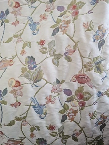 Jacqauard Upholstery Fabric Floral with Birds 1 unused Remnant Piece 39" x 36" - Picture 1 of 7