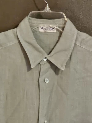 CAMISA MANGA LARGA HOMBRE 100% LINO BYBLOS MADE ITALY TALLA 48 BOLSILLO VERDE CLARO Foto 1 de 4
