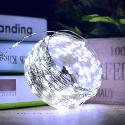 200 LED Solar String Lights Fairy Outdoor Garden Christmas Tree White 2Pk - Image 1 of 4