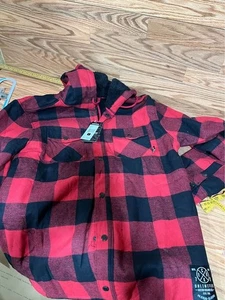 Neu mit Etikett Ecko UnItd Herren Large ROT SCHWARZ kariert Flanell Sherpa gefütterte Kapuzenjacke - Bild 1 von 4