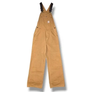 Carhartt Overalls Boys Size 16 Washed Canvas Duck Bib Brown Double Knee CM8601 - Picture 1 of 9