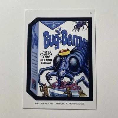 2021 Mars Attacks Wacky Packages Series 5 Bug Berry cartão de cereais de ficção científica #P1 - Imagem 1 de 2