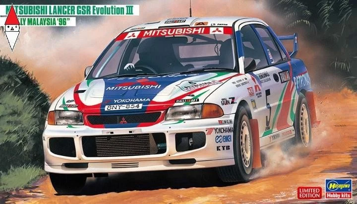 HASEGAWA 1/24  MITSUBISHI LANCER GSR EVOLUTION III RALLY MALAYSIA 96 - Immagine 1 di 1