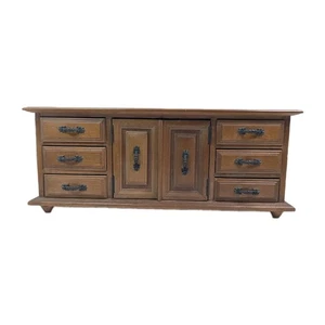 Cassettiera multifoderata in legno portagioie portagioie MCM 18" x 7" x 7" vintage - Foto 1 di 24