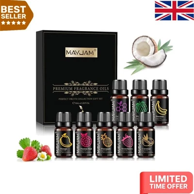 Elegant Aromatherapy Oil Gift Set - 8 x 10ML Fruity Scents in Glass Bottles - Image 1 of 4