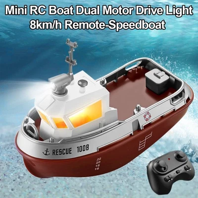 2.4G Mini RC Boat For Kids Dual Motor Drive Light 8km/h Remote-Speedboat NEW - Image 1 of 4