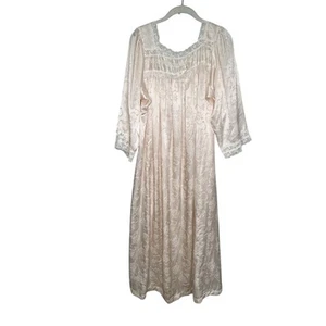 Vintage Christian Dior Nightgown Womens Large Satin Lace Long Sleeve 80s Robe - Picture 1 of 9
