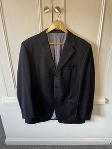 Marks And Spencer Collezione Blazer Navy Feint Stripe 42 Medium Wool Super 120s - Picture 1 of 11