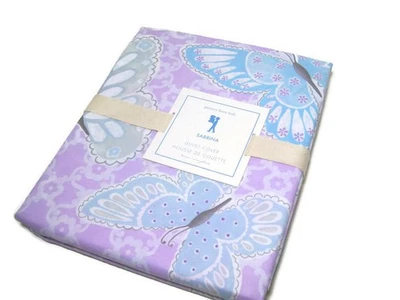 Funda nórdica doble Pottery Barn Kids púrpura pálido Sabrina mariposa algodón nueva Foto 1 de 4