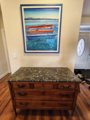 Cómoda antigua de mármol con 3 cajones - barco de vapor Dollar - entrega gratuita 70 millas Foto 1 de 4