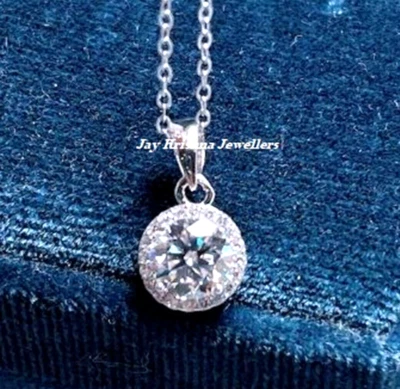 Colgante con dije de diamantes de laboratorio, colgante de aniversario de corte rosa hecho a mano de plata 925 Foto 1 de 4